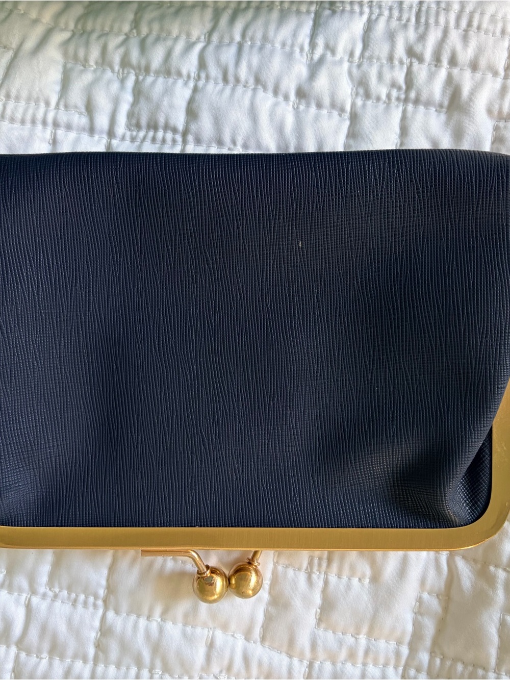 Elegant Navy Clutch with Gold Crest Accent - Picture 3 of 3